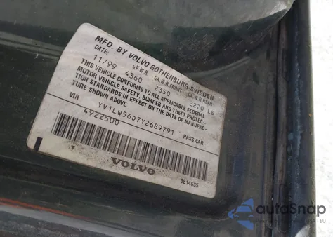 2000 Volvo V70 R из США, поврежденный, VIN YV1LV60D5Y2676541